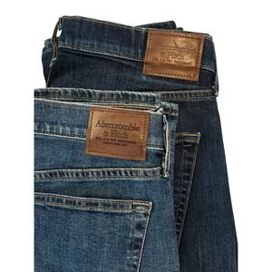 2 Pair Abercrombie & Fitch Mens Jeans Straight Stretch Tagged Sz.32 X 32 Preppy